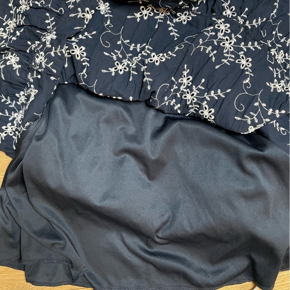 Elegant Navy Blue Floral Mini Dress 100% cotton - Picture 10 of 14